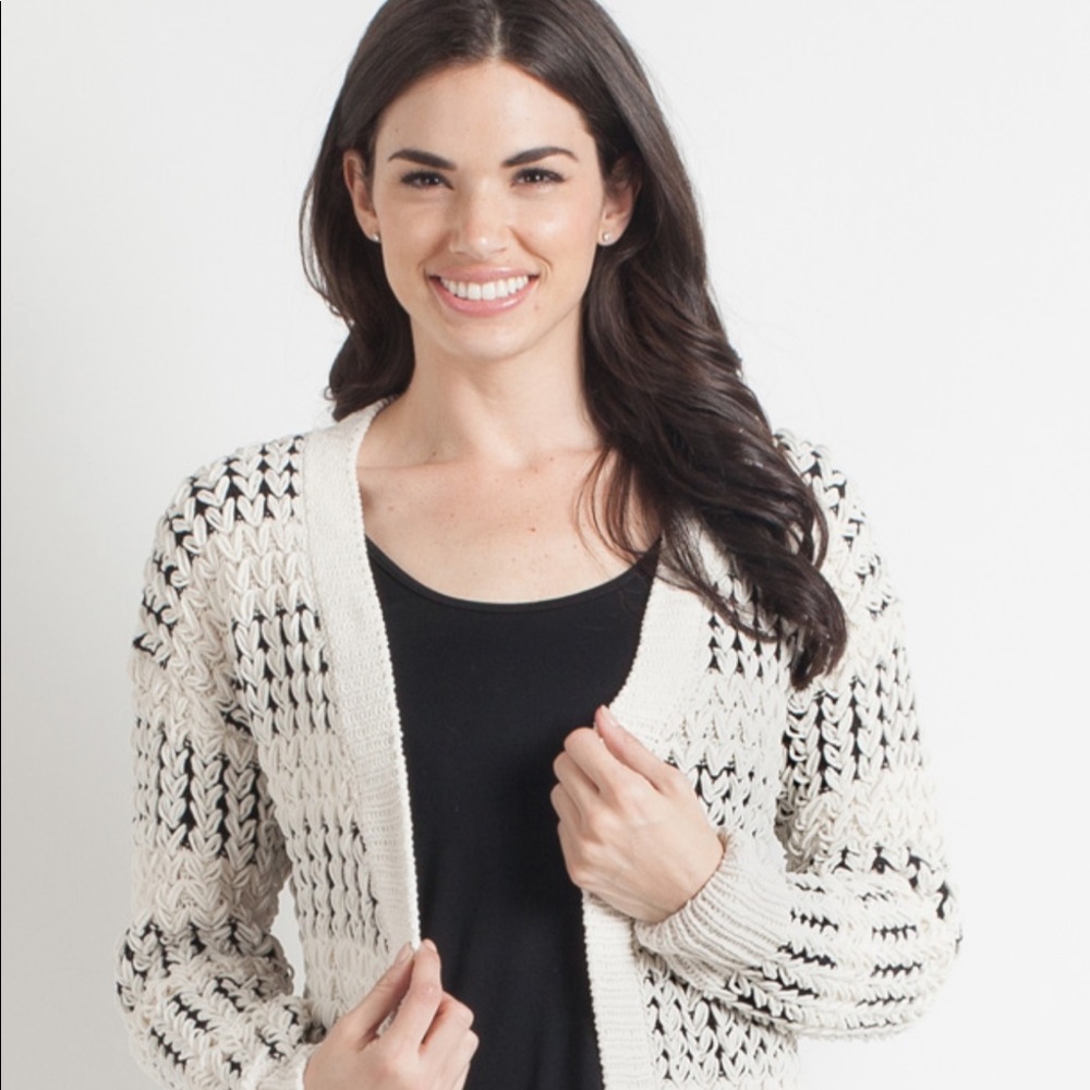 Dreamers Black and White Knit Cardigan